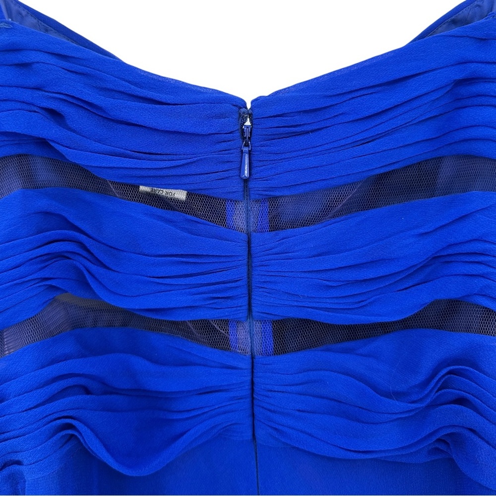 Vintage Caché Royal Blue 100% Silk Chiffon High Low Evening Maxi Dress Gown - Picture 6 of 10